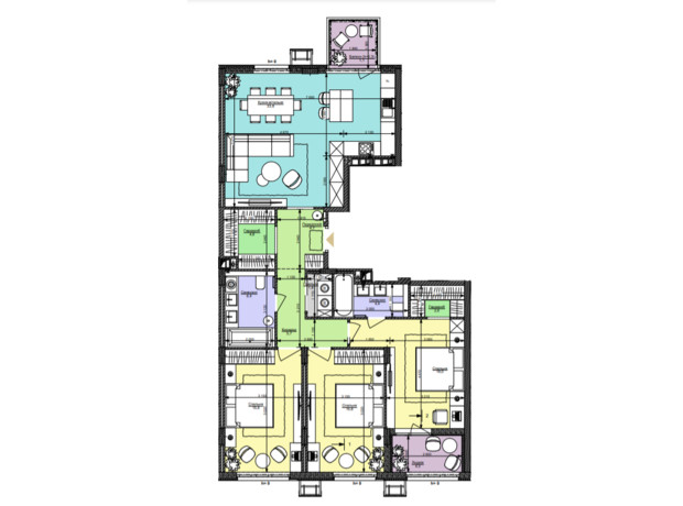 ЖК Файна Таун: планування 3-кімнатної квартири 117.5 м²