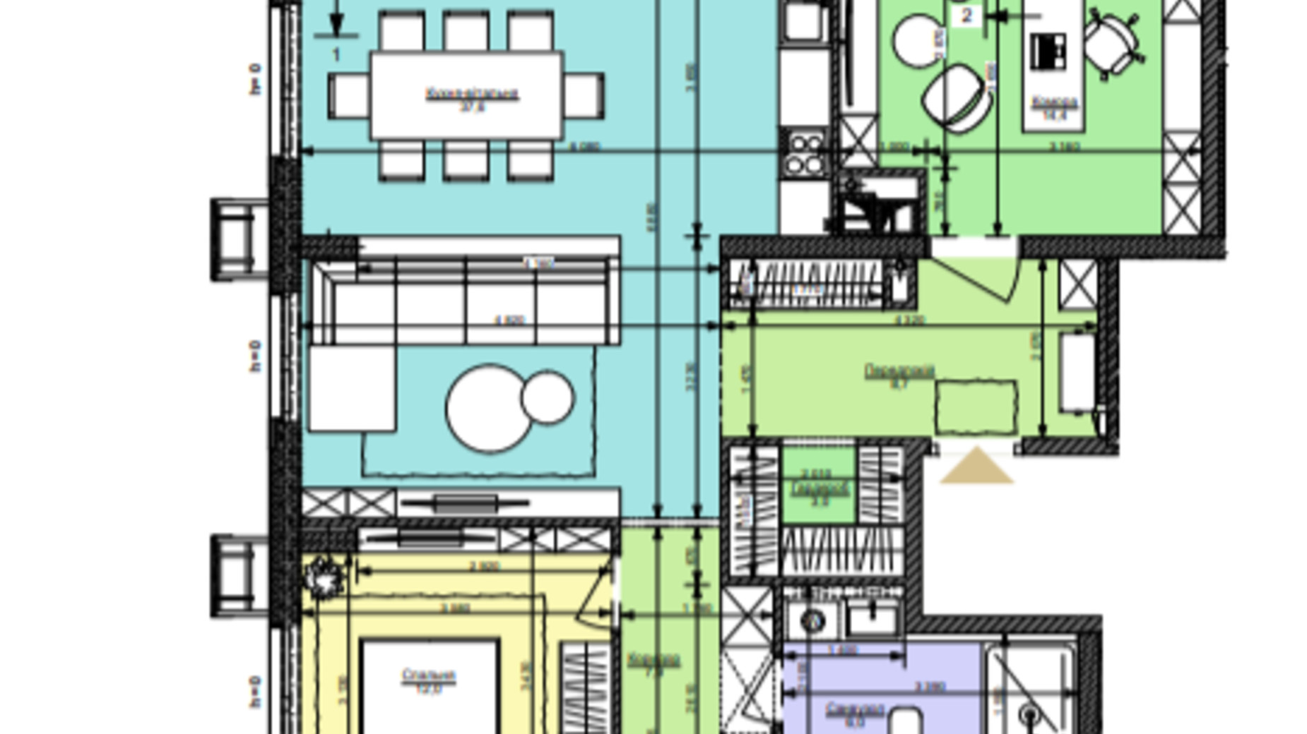 Планування 3-кімнатної квартири в ЖК Файна Таун 154.4 м², фото 360130