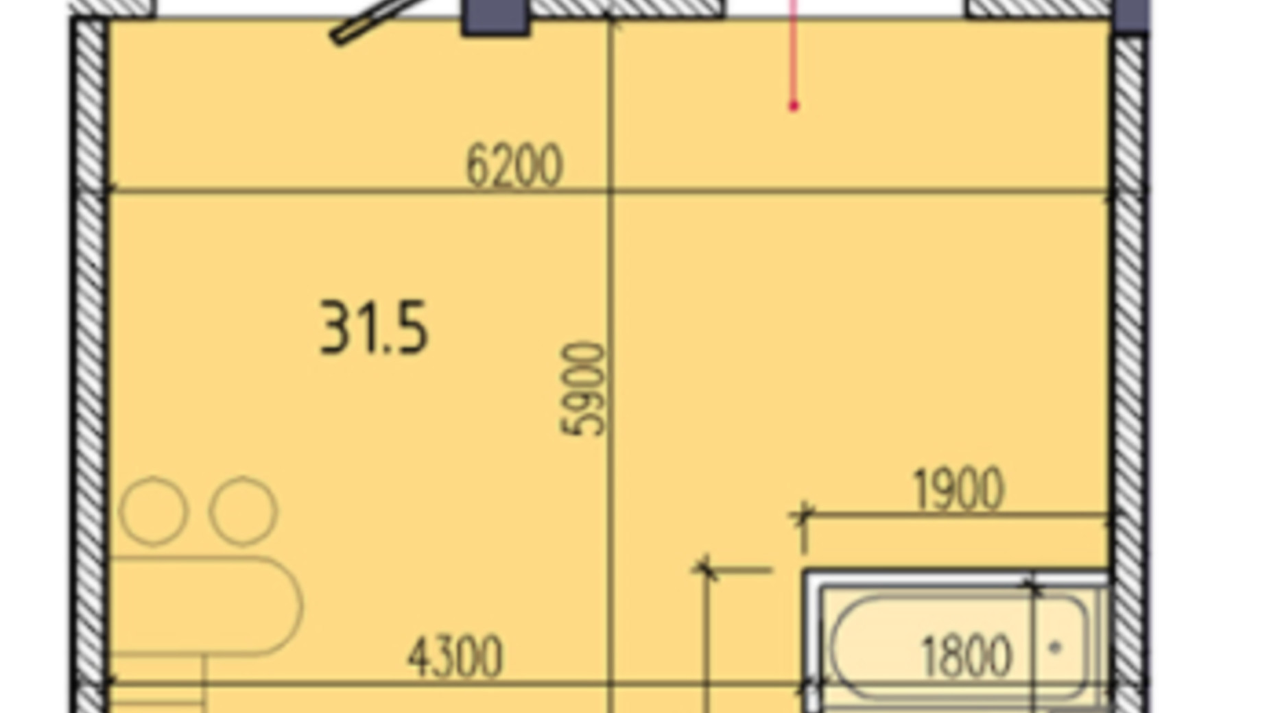 Планування 1-кімнатної квартири в ЖК Liberty Hall 37.1 м², фото 360173