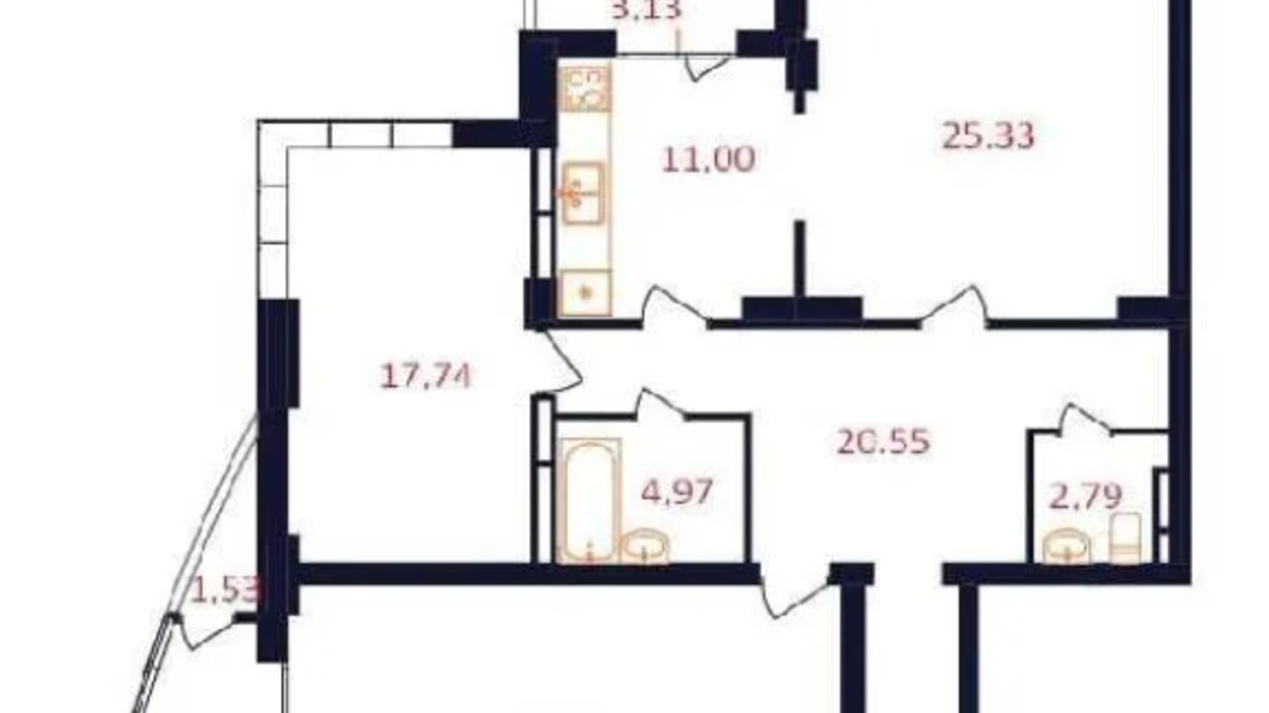 Планировка 3-комнатной квартиры в ЖК The First House 118.2 м², фото 360214