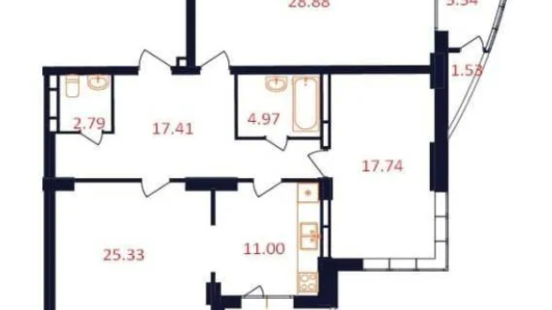 Планування 3-кімнатної квартири в ЖК The First House 115 м², фото 360215
