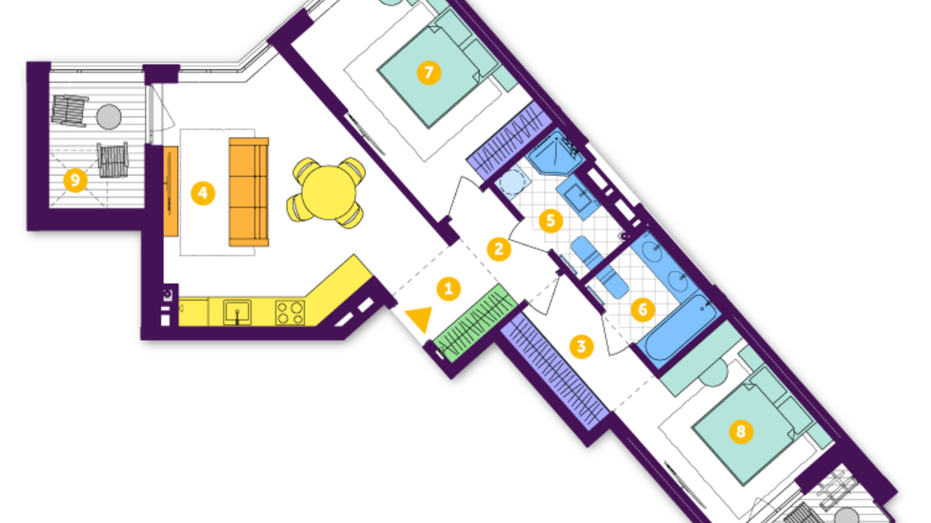 Планування 2-кімнатної квартири в ЖК Respublika 71 м², фото 360418