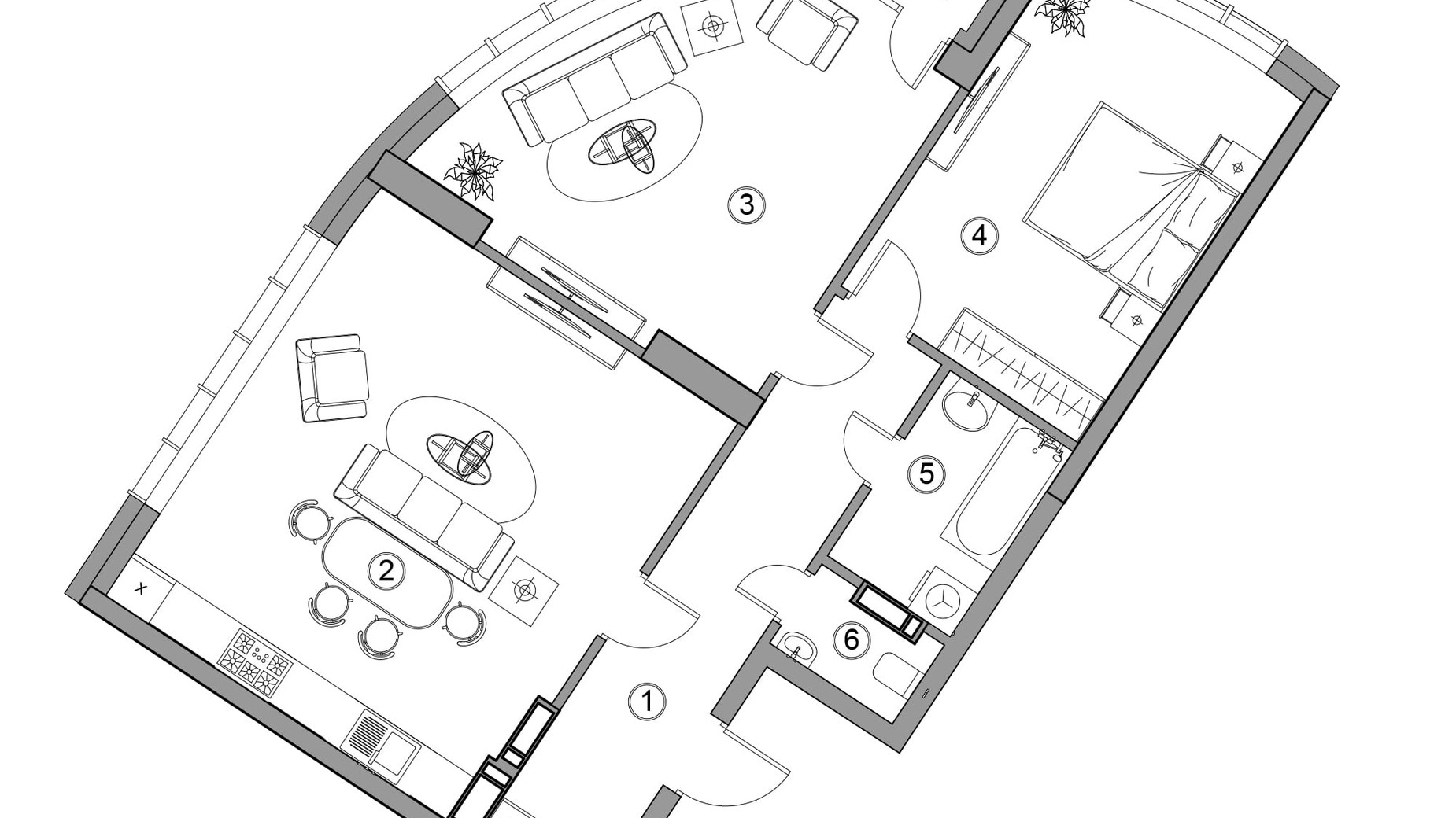 Планировка 2-комнатной квартиры в ЖК Aria 81.7 м², фото 360599