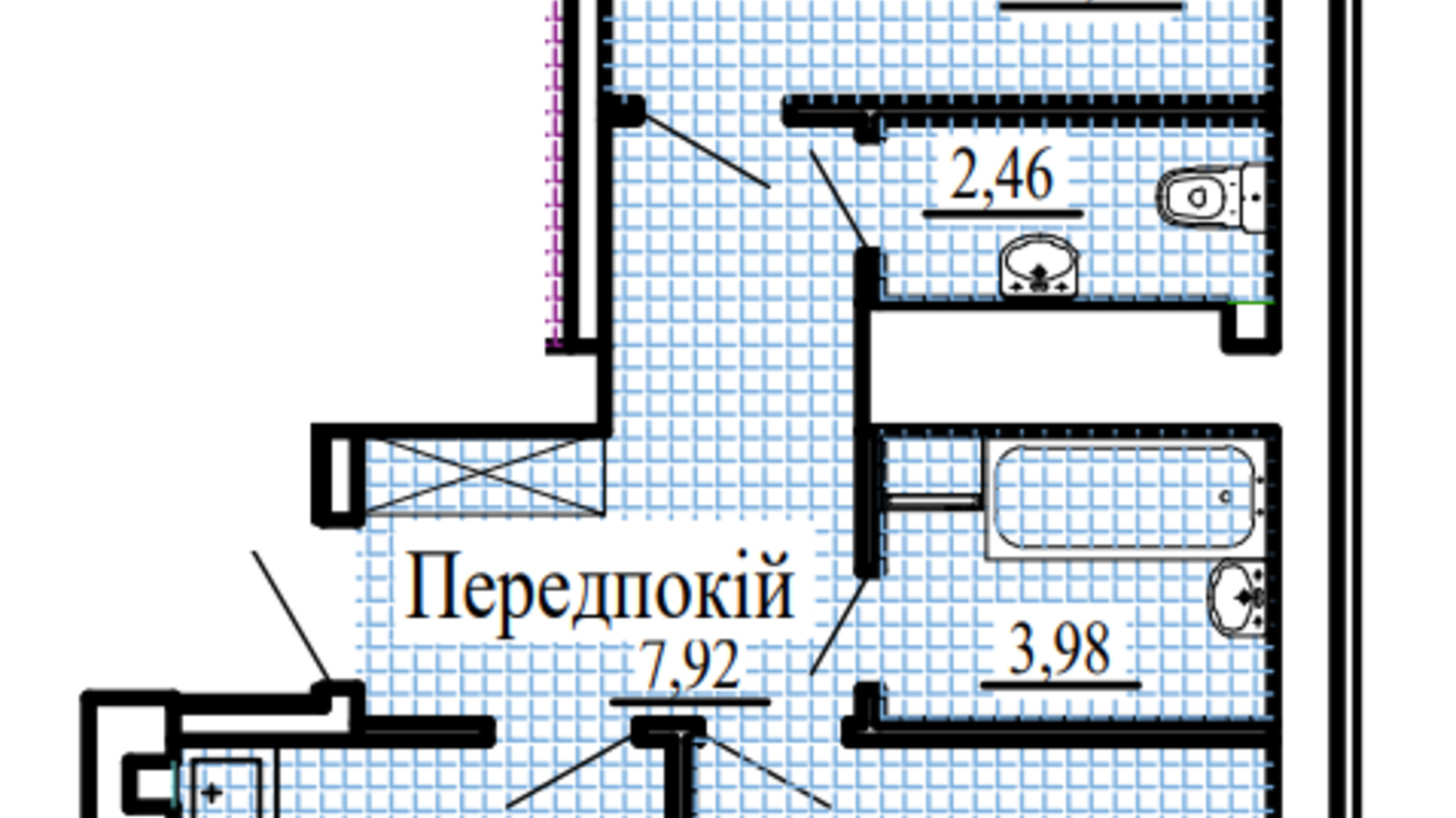 Планування 2-кімнатної квартири в ЖК Крила 66.95 м², фото 360855