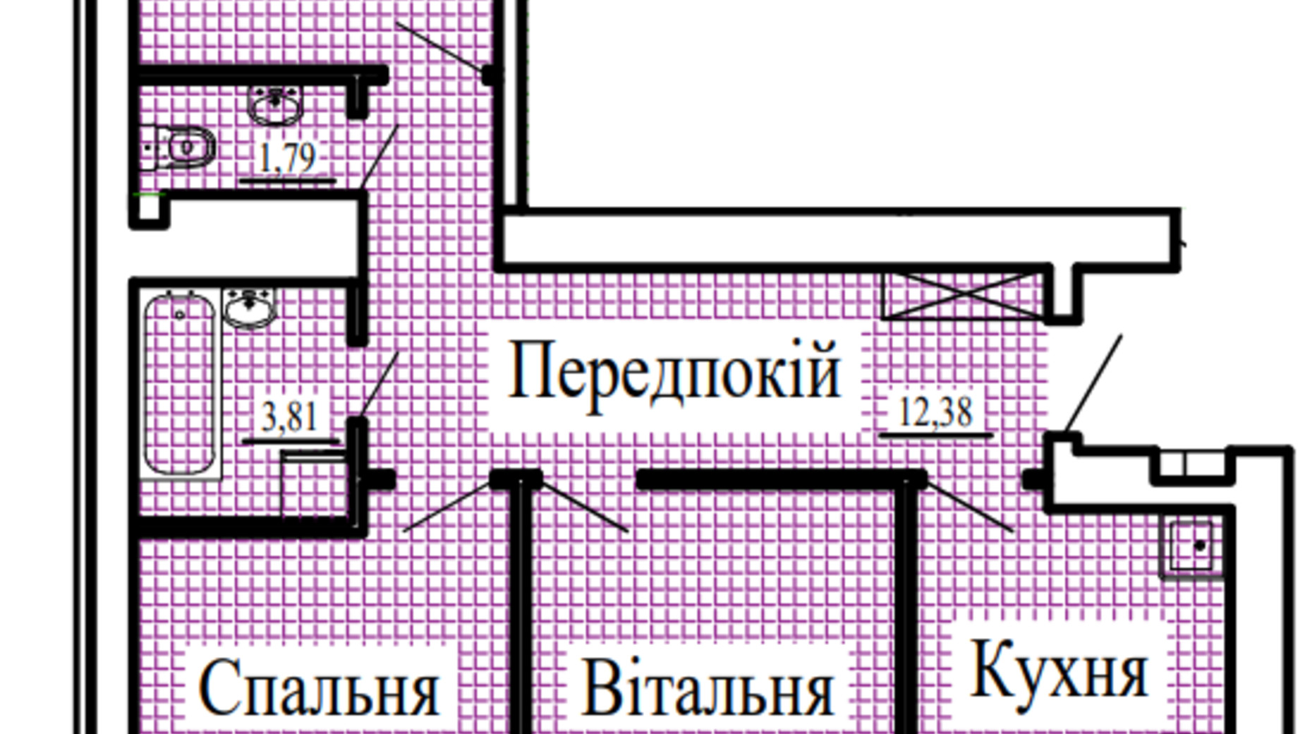 Планировка 3-комнатной квартиры в ЖК Крылья 80.87 м², фото 360857