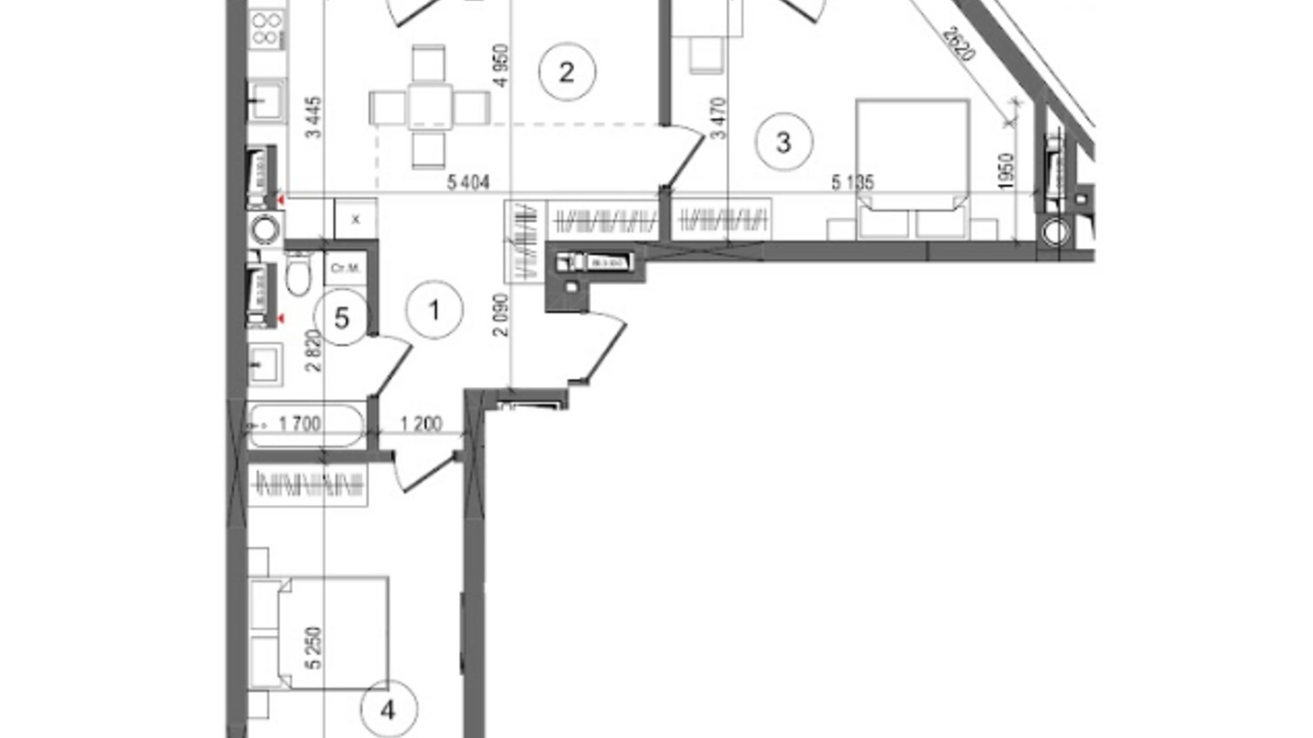 Планировка 2-комнатной квартиры в ЖК Protsev 74.63 м², фото 360899