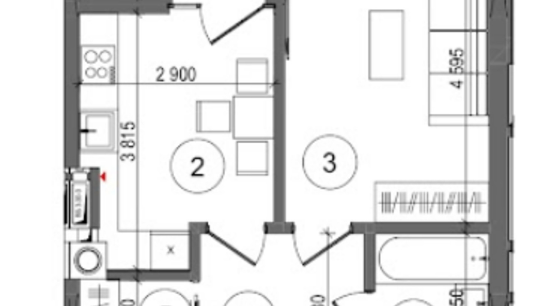 Планування 1-кімнатної квартири в ЖК Protsev 40 м², фото 360905