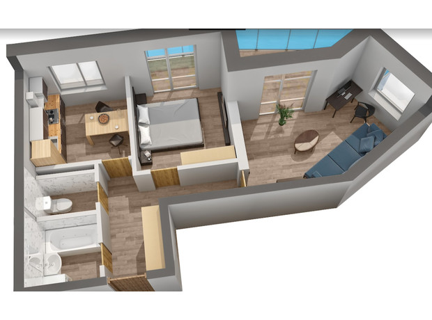 ЖК Калейдоскоп: планування 2-кімнатної квартири 53.5 м²