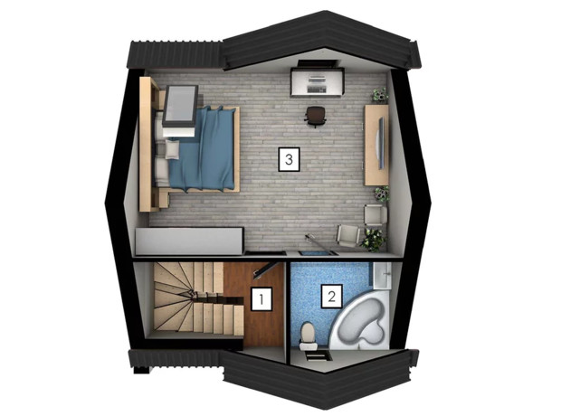 Таунхаус Stone House Hatne: планування 3-кімнатної квартири 118 м²