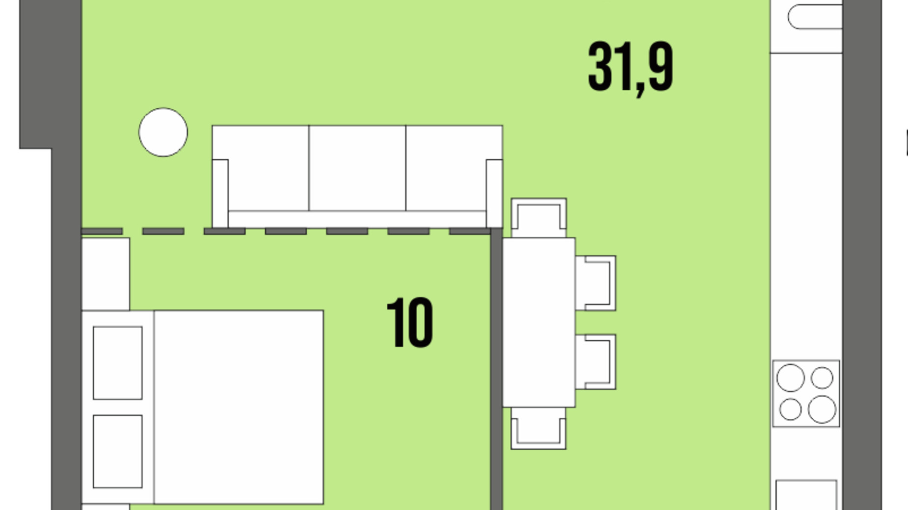 Планировка 1-комнатной квартиры в ЖК Dream Town 49.2 м², фото 362045