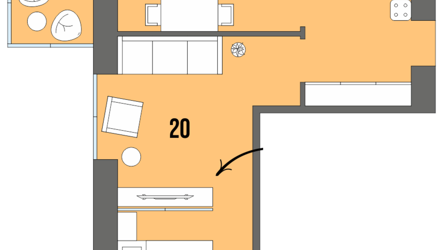 Планировка 1-комнатной квартиры в ЖК Dream Town 47.8 м², фото 362047