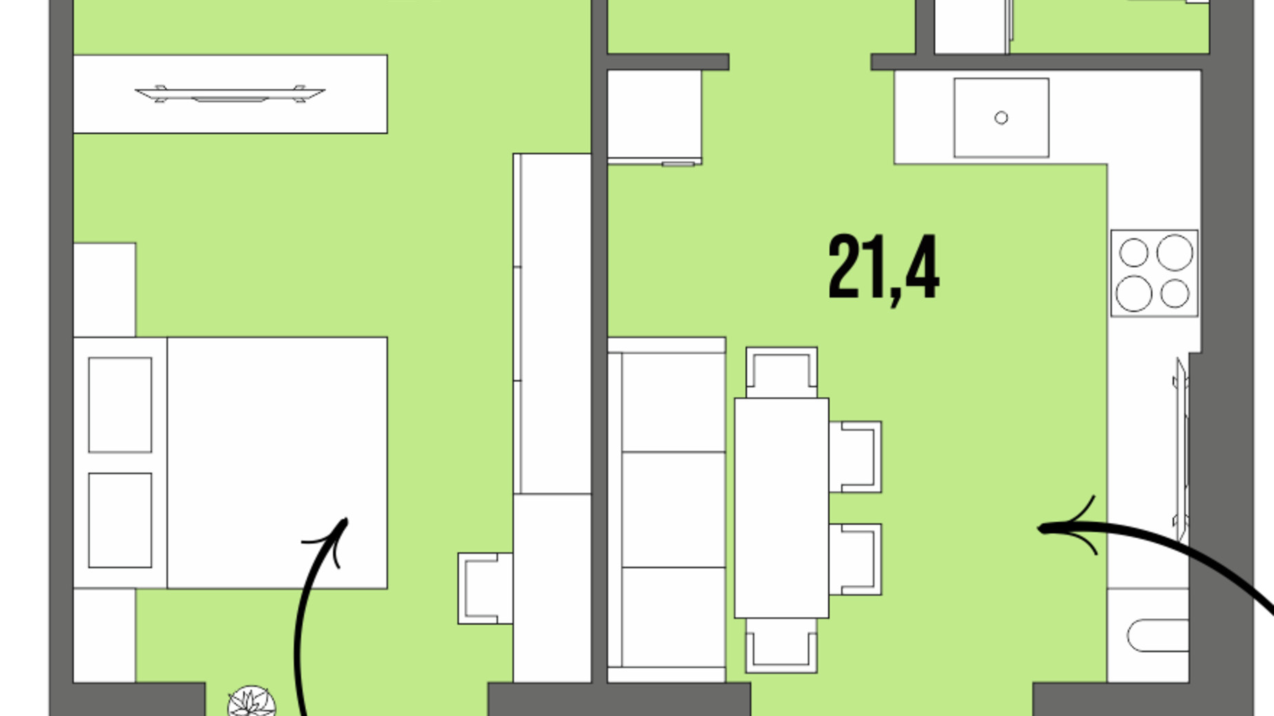 Планировка 1-комнатной квартиры в ЖК Dream Town 48.9 м², фото 362053