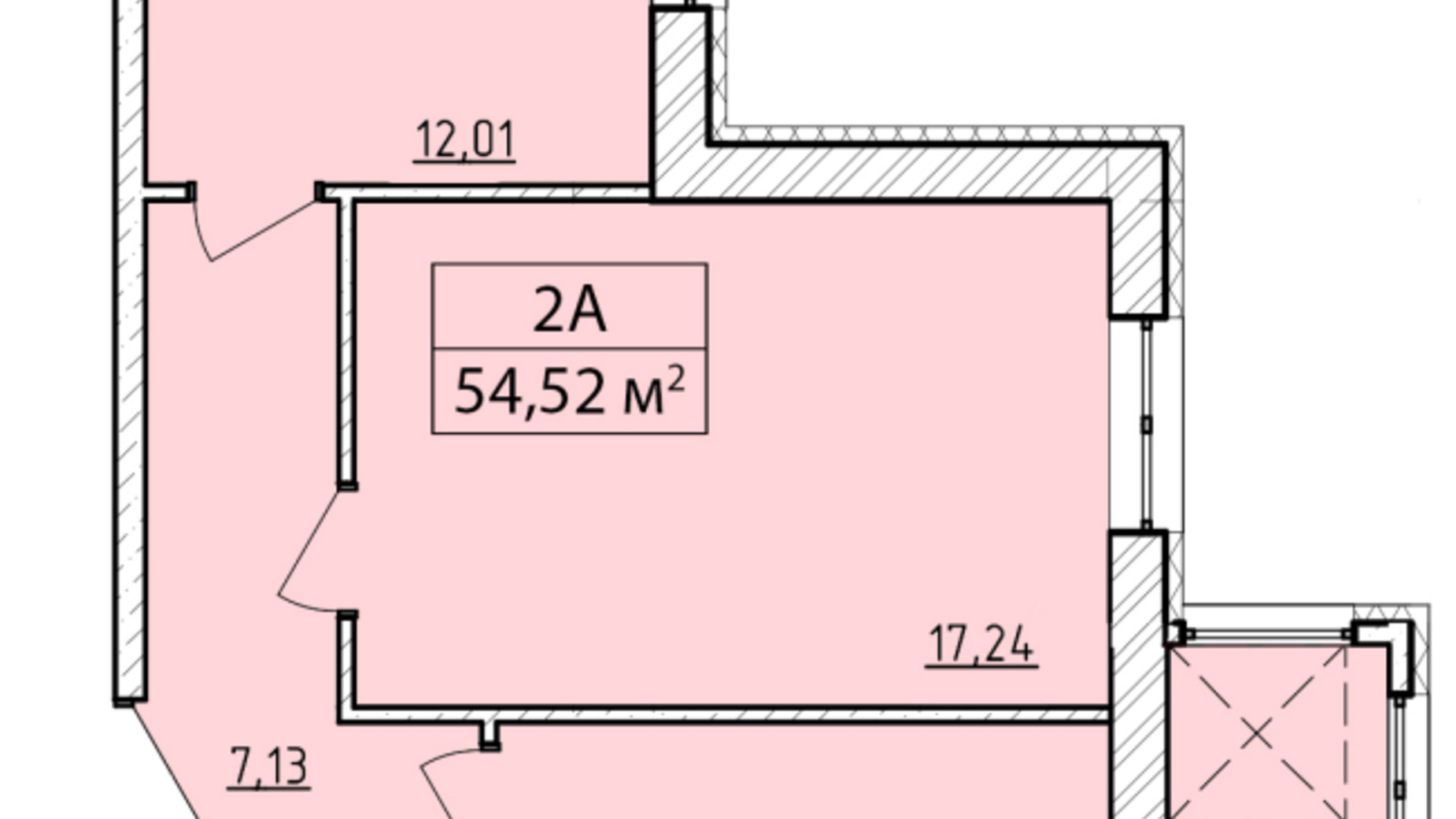 Планування 2-кімнатної квартири в ЖК K-8 54.52 м², фото 362077