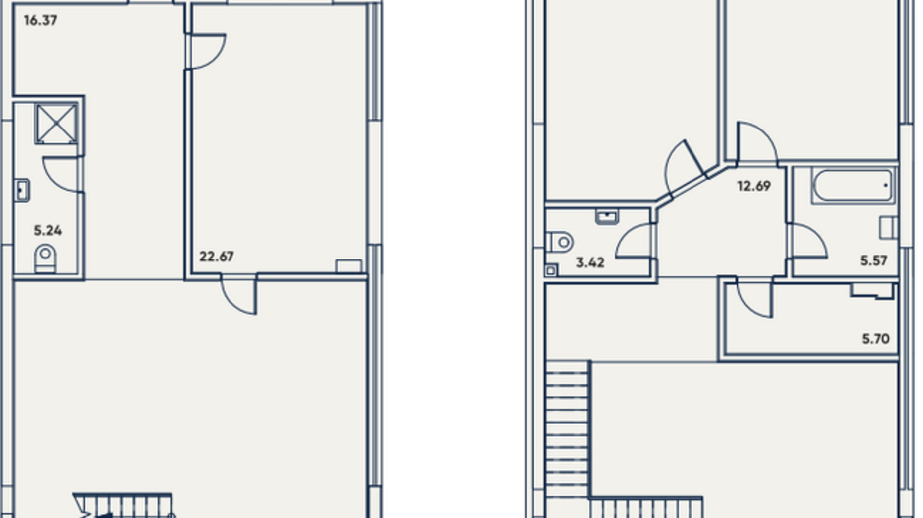 Планировка много­уровневой квартиры в ЖК Сапфир 167.48 м², фото 362303