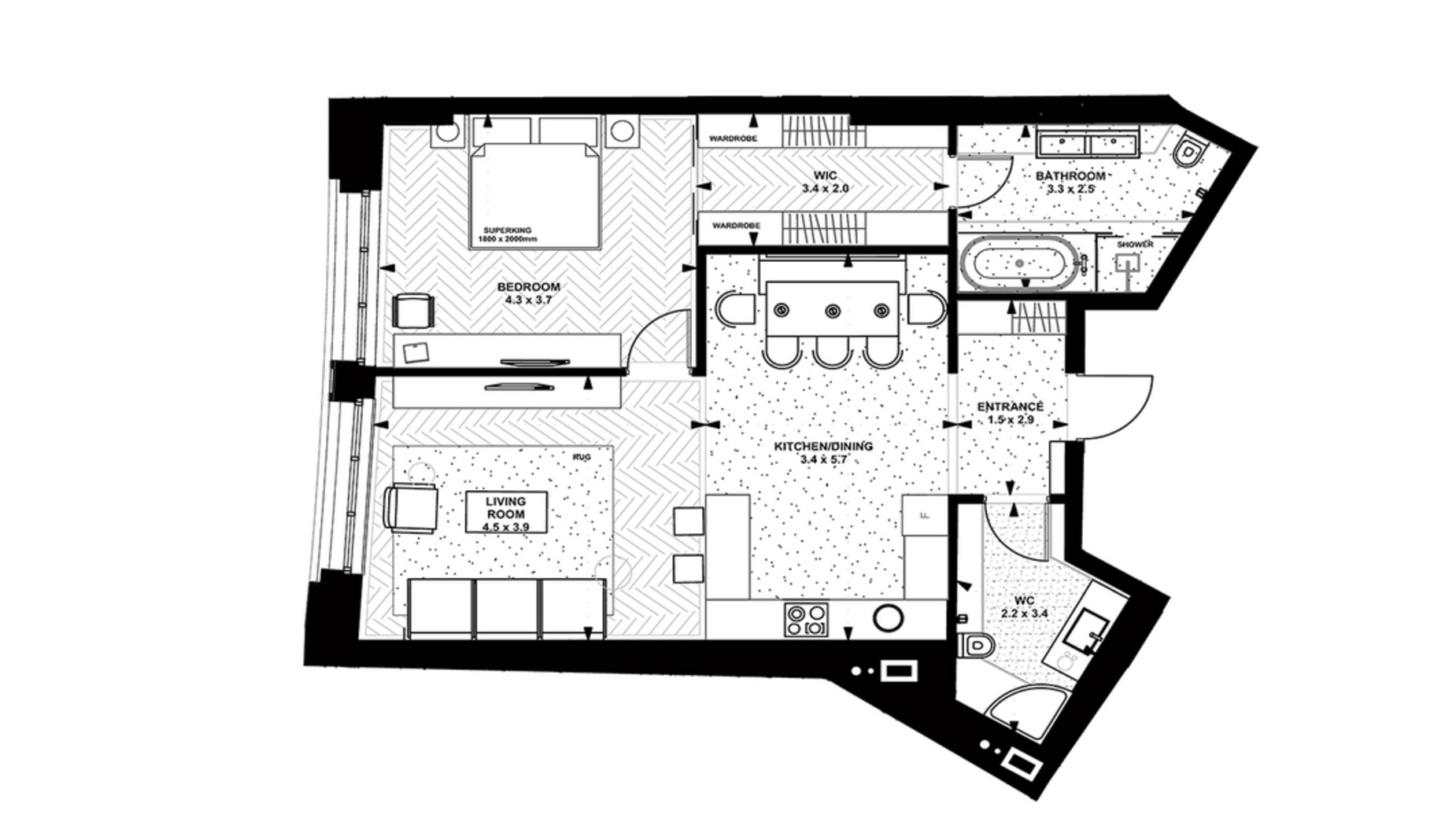 Планування 1-кімнатної квартири в ЖК Linden Luxury Residences 79.7 м², фото 362577