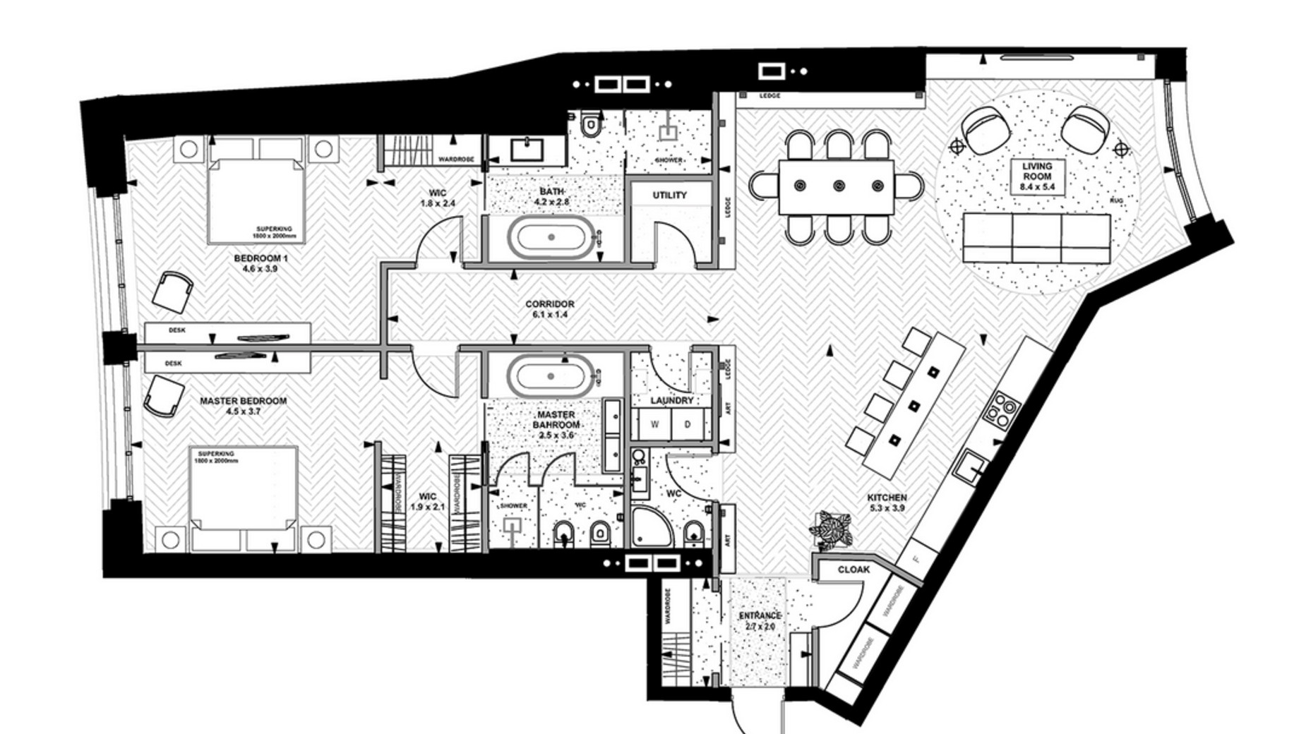 Планировка 2-комнатной квартиры в ЖК Linden Luxury Residences 155 м², фото 362580