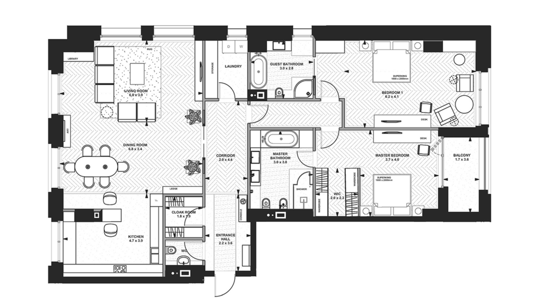 Планування 2-кімнатної квартири в ЖК Linden Luxury Residences 179.1 м², фото 362583
