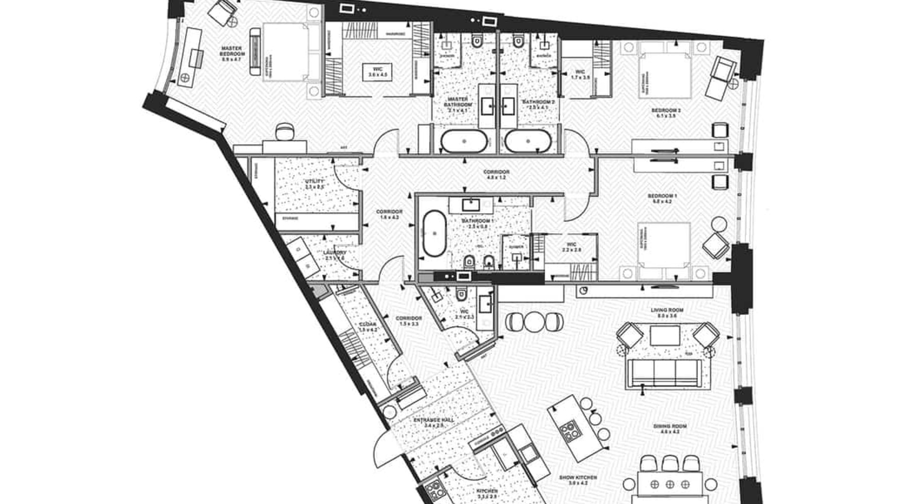 Планировка 3-комнатной квартиры в ЖК Linden Luxury Residences 250.4 м², фото 362584
