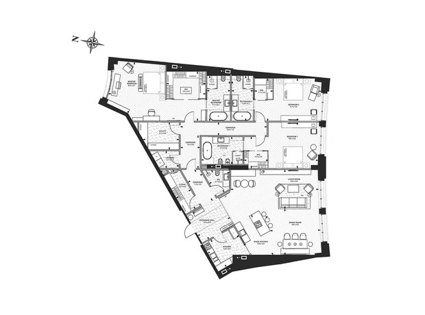 ЖК Linden Luxury Residences: планировка 3-комнатной квартиры 250.4 м²