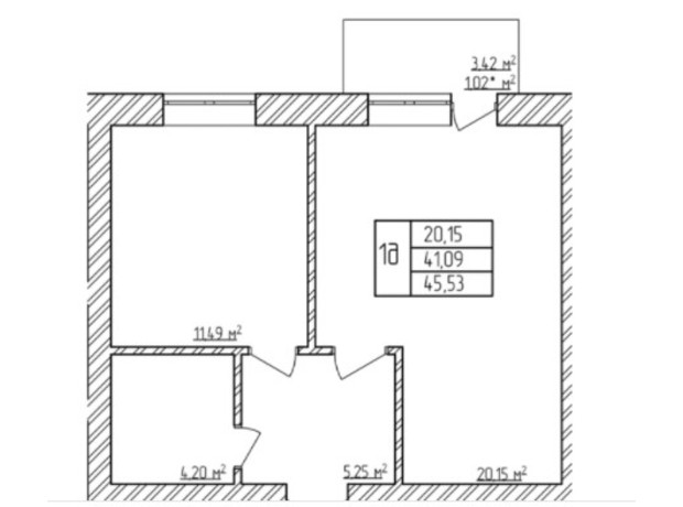 ЖК ул. Мичурина: планировка 1-комнатной квартиры 46 м²