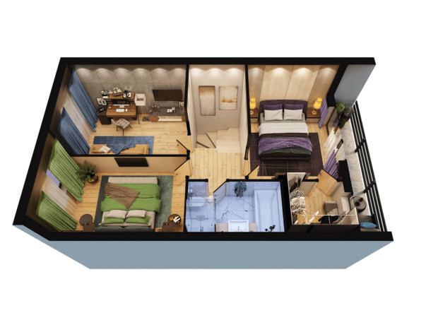 Таунхаус Европейский: планировка 3-комнатной квартиры 112 м²