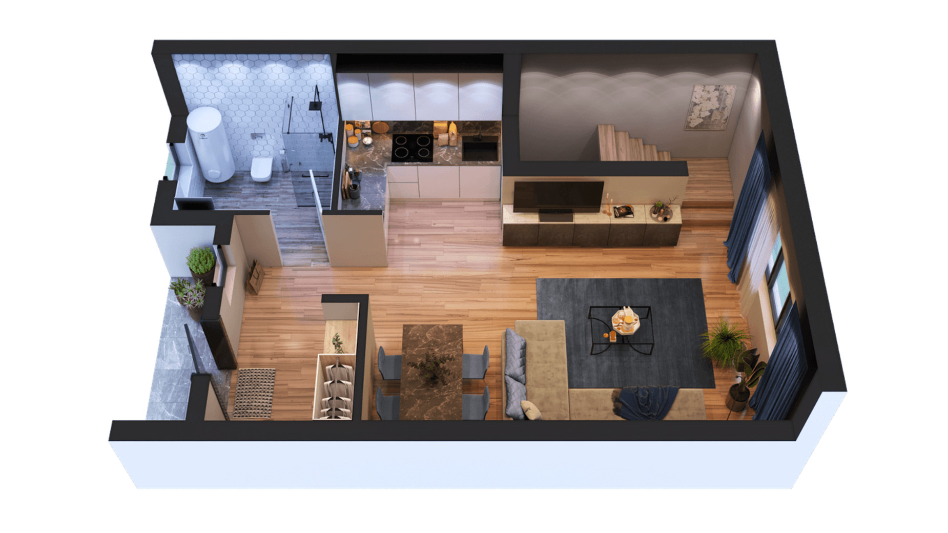 Планировка 2-комнатной квартиры в Таунхаус Европейский 96 м², фото 363101