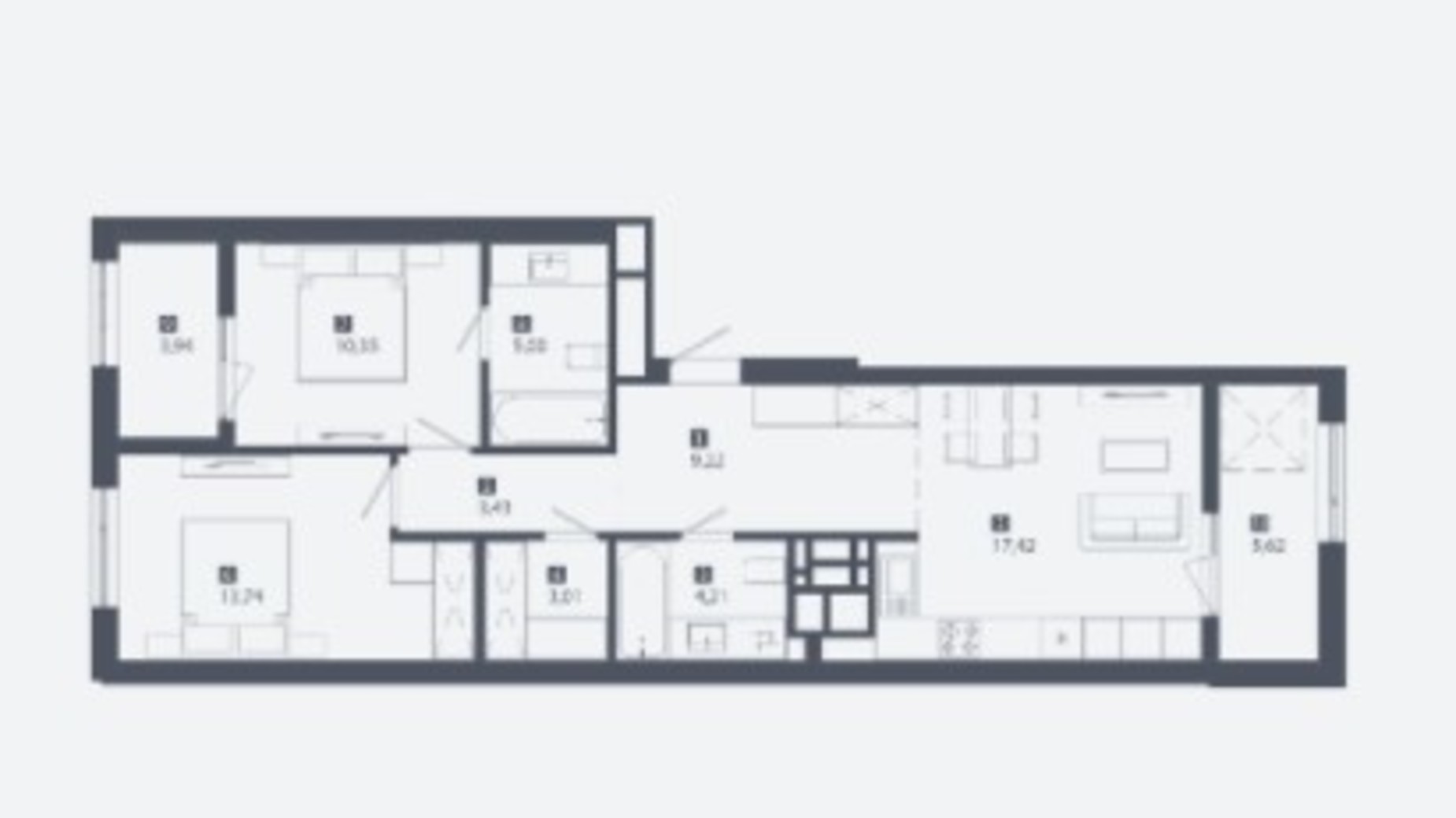 Планировка 2-комнатной квартиры в ЖК Cinematic 75.94 м², фото 363215