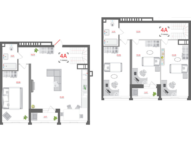 ЖК City Hub: планировка 4-комнатной квартиры 172.12 м²