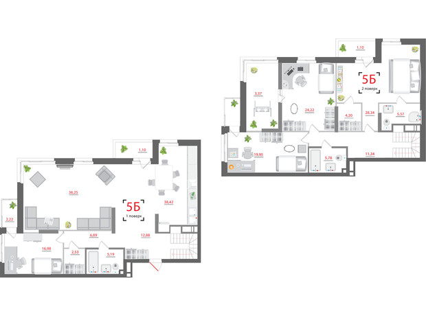 ЖК City Hub: планировка 5-комнатной квартиры 228.45 м²