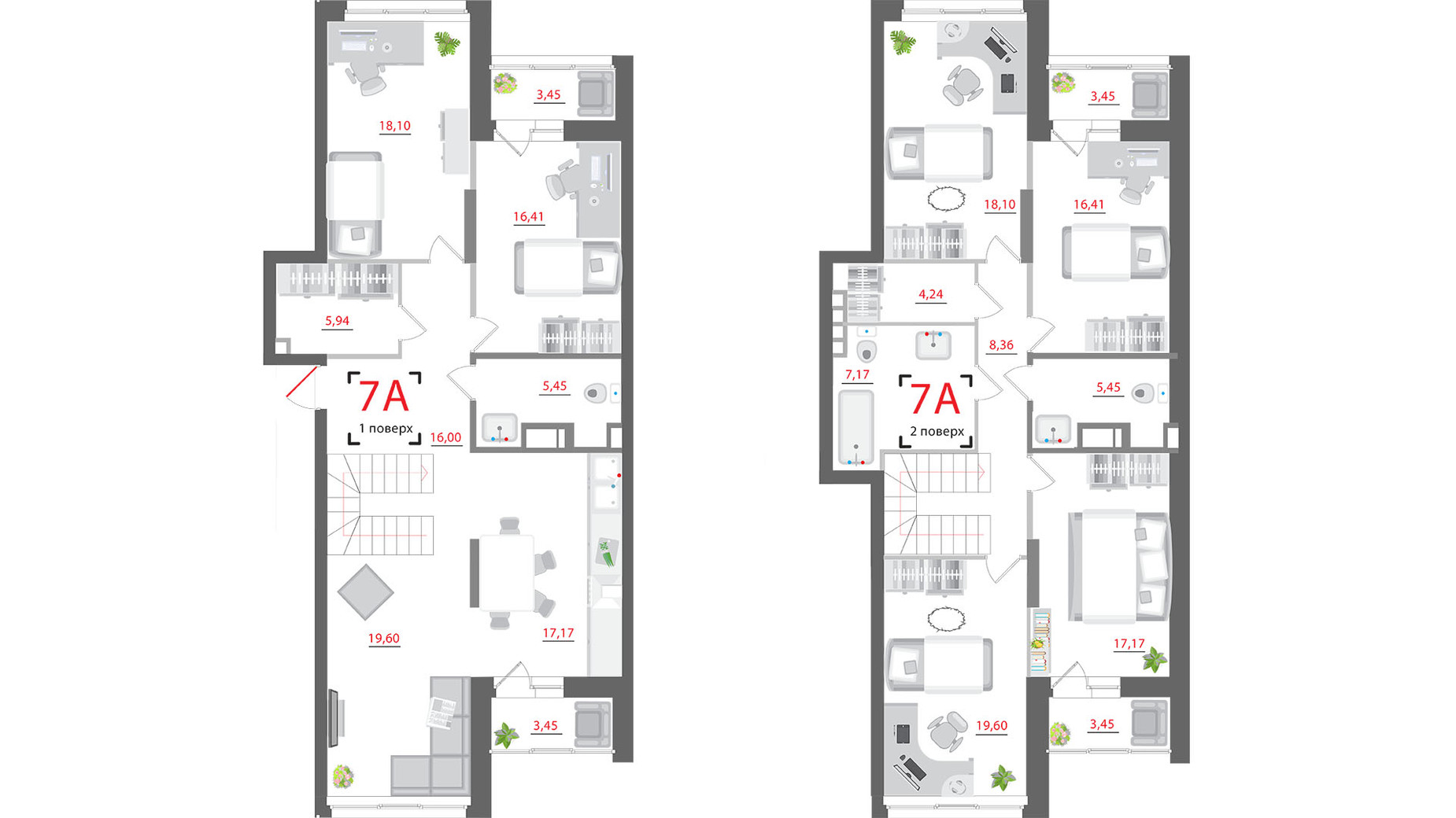 Планування багато­рівневої квартири в ЖК City Hub 208.97 м², фото 363348