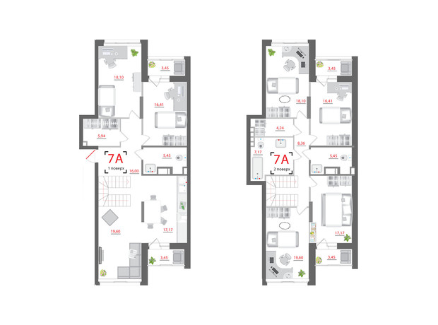 ЖК City Hub: планування 7-кімнатної квартири 208.97 м²