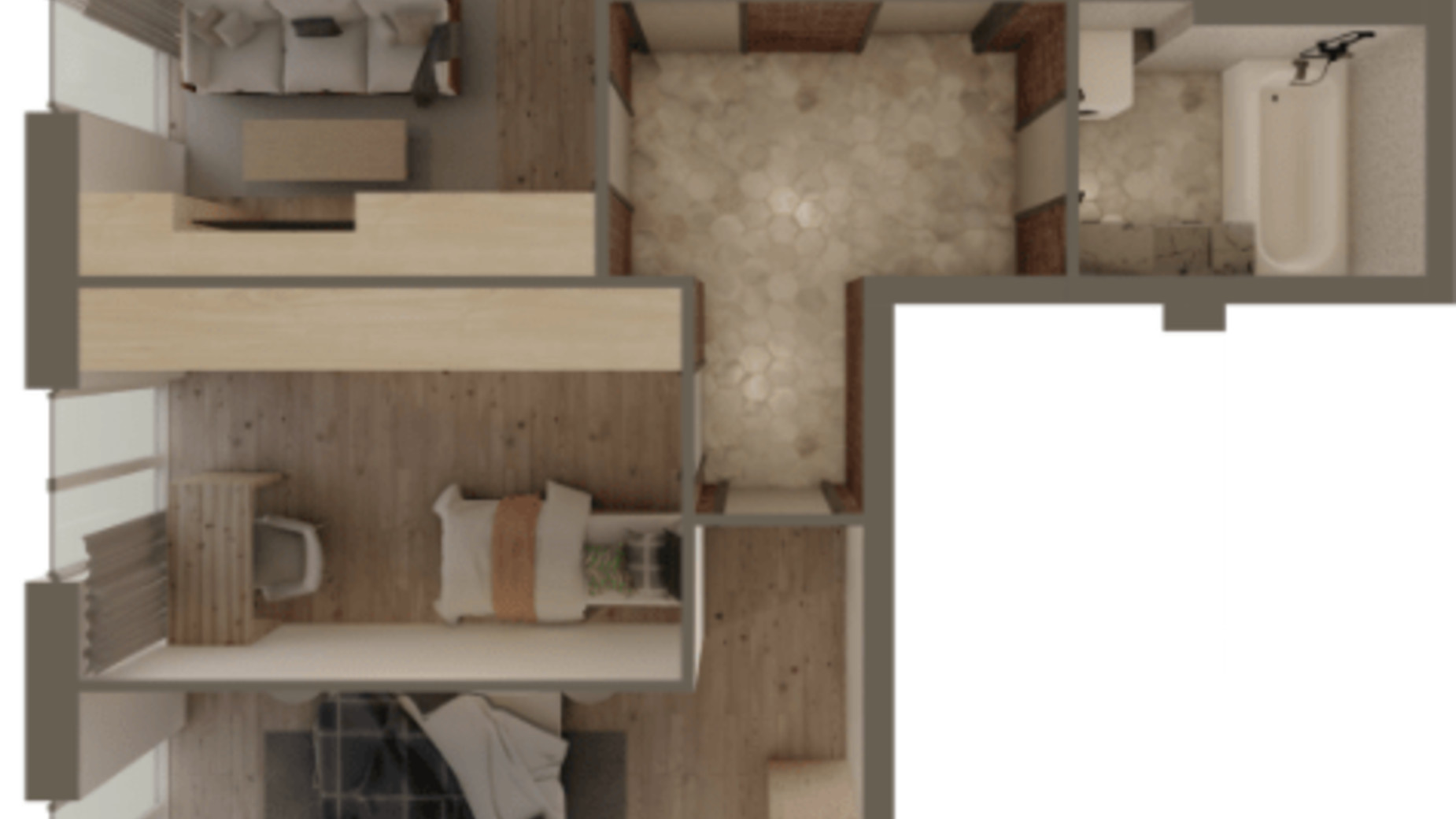 Планування 2-кімнатної квартири в ЖК Щастя 64.64 м², фото 363443