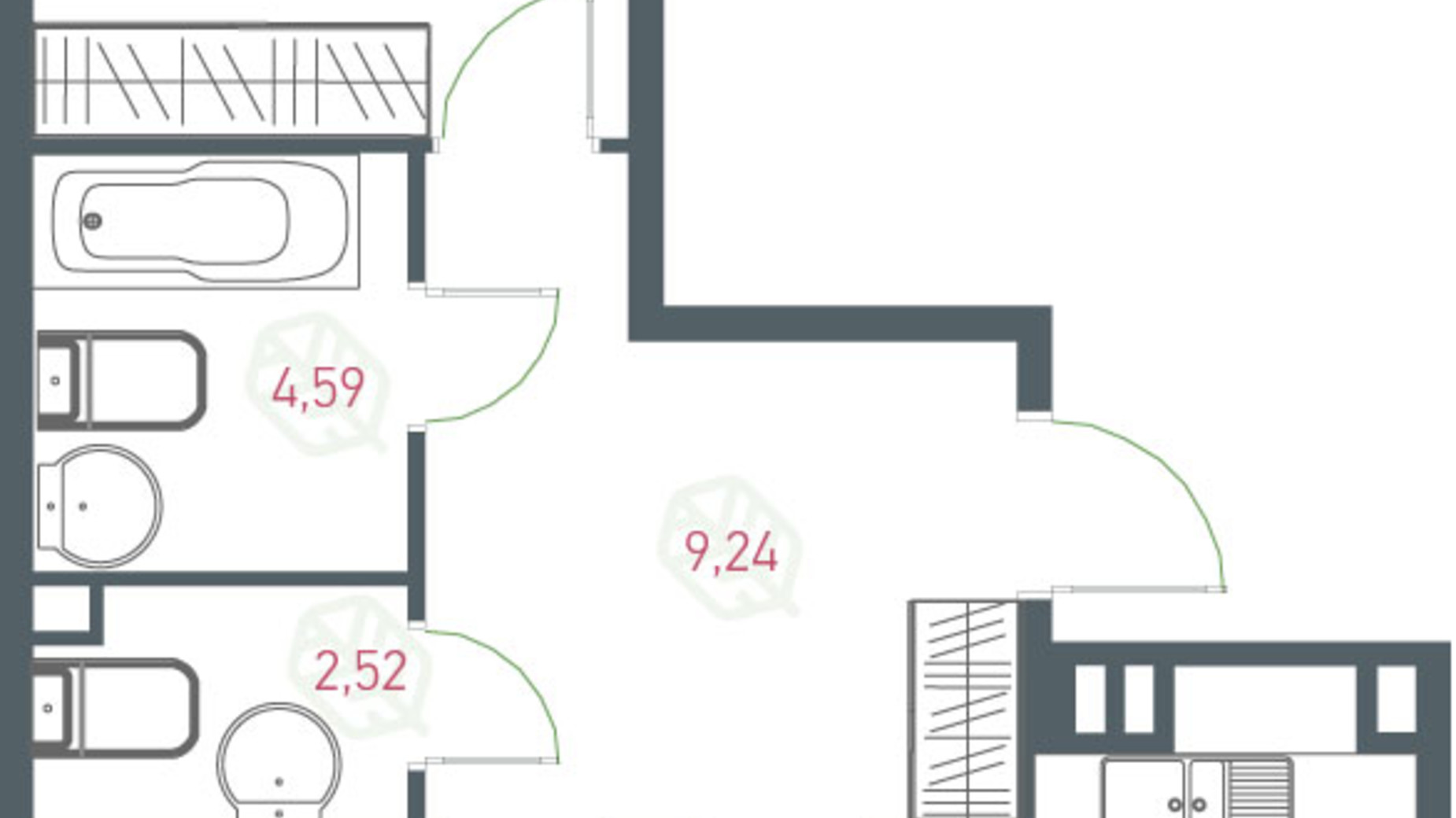 Планування 2-кімнатної квартири в ЖК Озерний гай Гатне 66.77 м², фото 363816