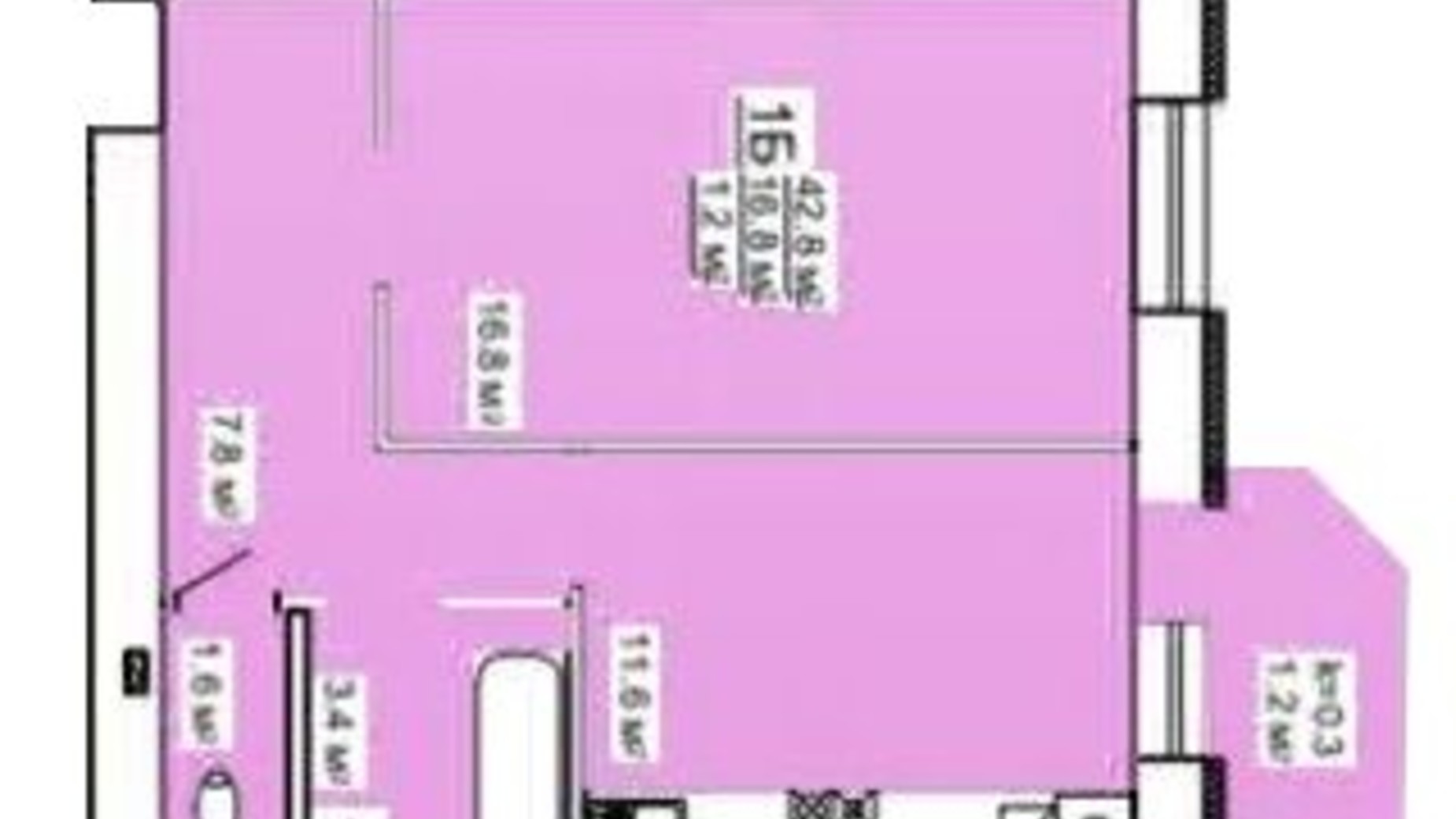 Планировка 1-комнатной квартиры в ЖК ул. Независимости, 5 42.8 м², фото 363999
