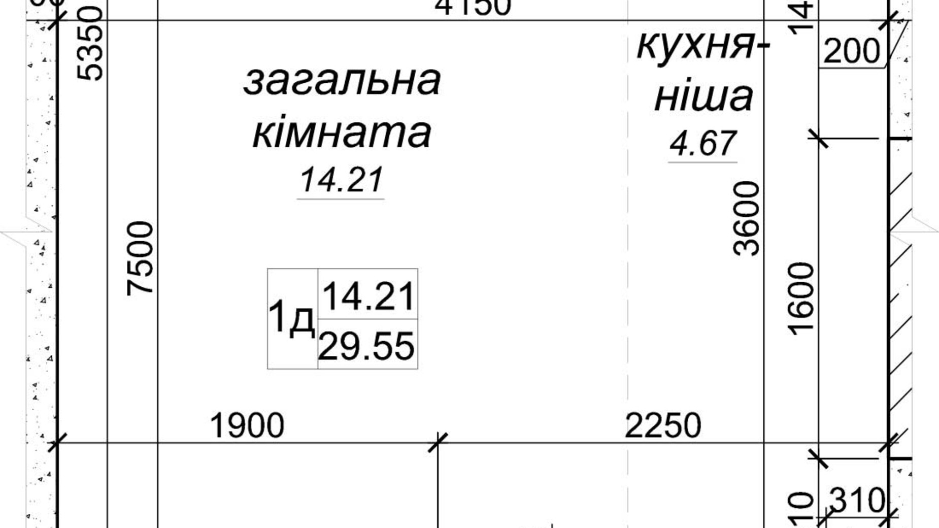 Планировка 1-комнатной квартиры в ЖК Одесский бульвар 29.55 м², фото 364027