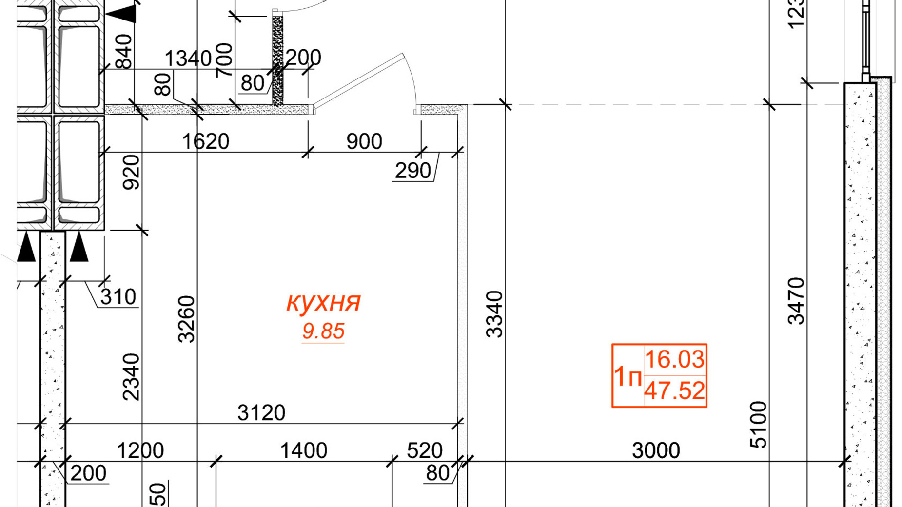 Планировка 1-комнатной квартиры в ЖК Одесский бульвар 47.52 м², фото 364039