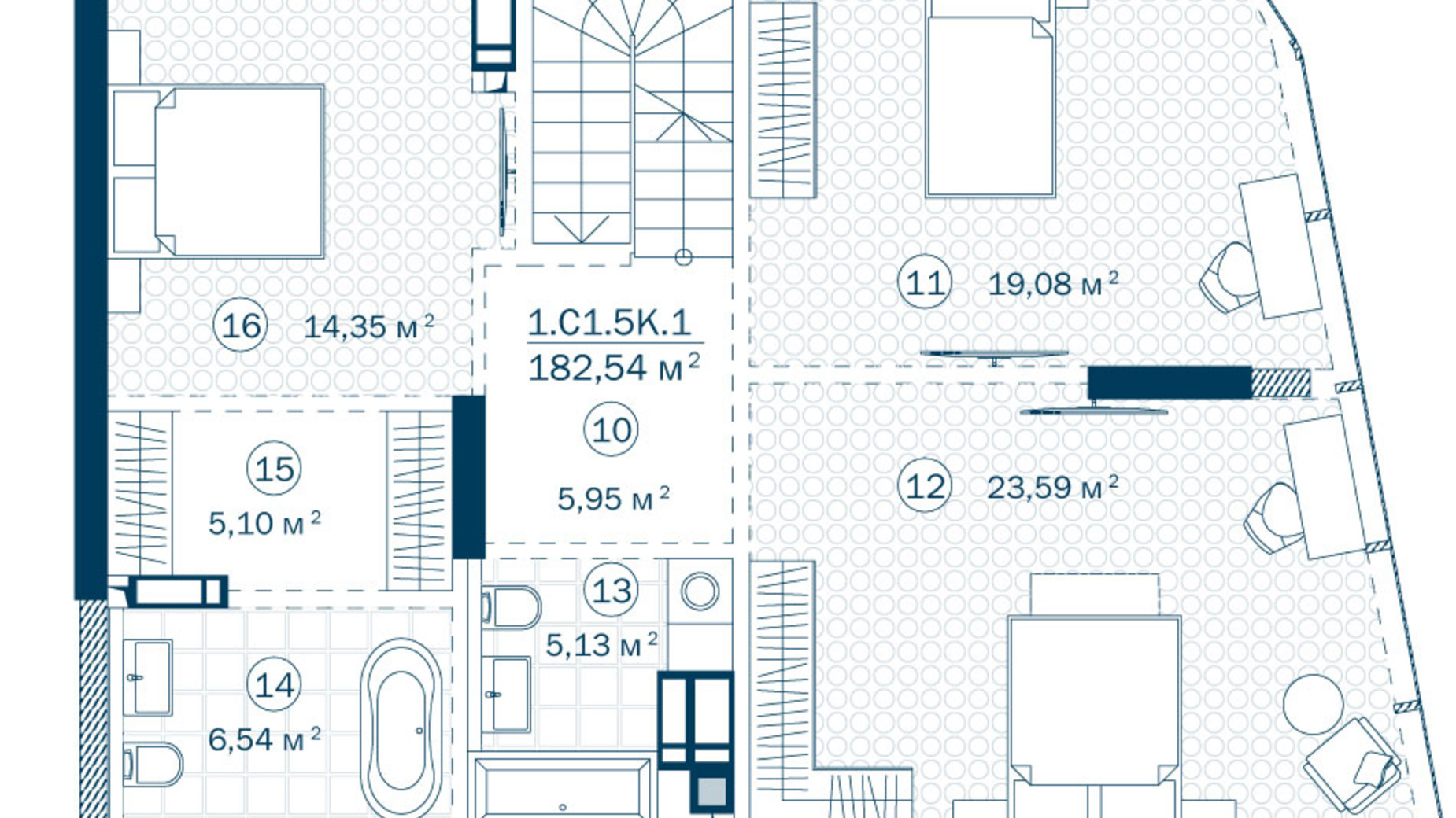 Планировка много­уровневой квартиры в ЖК Rusaniv Residence 182.54 м², фото 364281