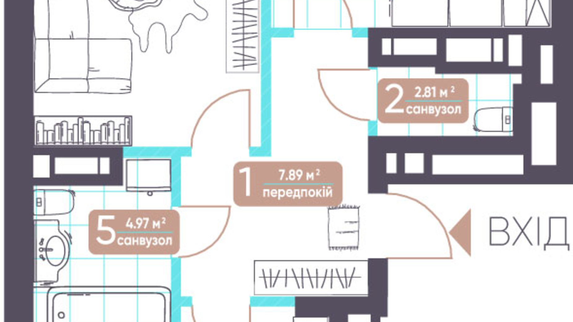 Планировка 2-комнатной квартиры в ЖК Теремки 72.28 м², фото 364336