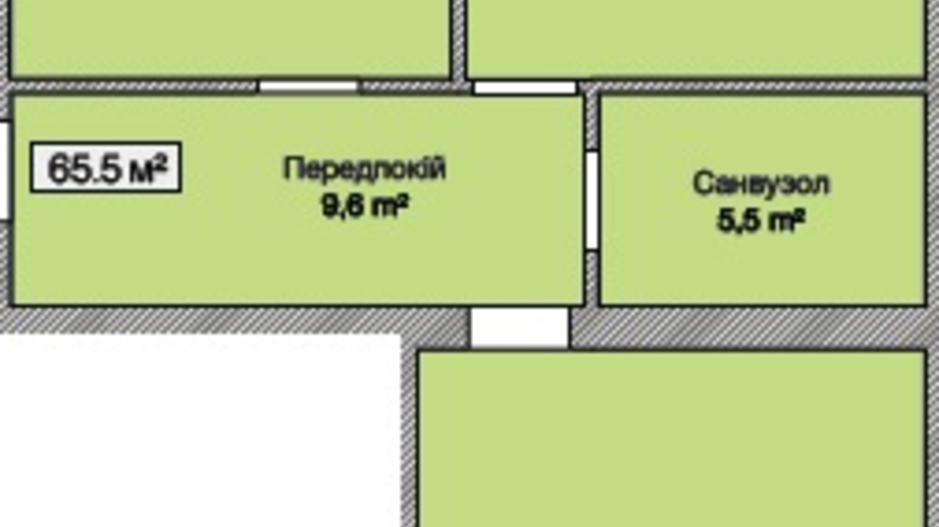 Планировка 2-комнатной квартиры в ЖК Княжий 65.5 м², фото 364683