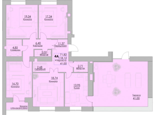 ЖК Греков Лес: планировка 4-комнатной квартиры 118.12 м²