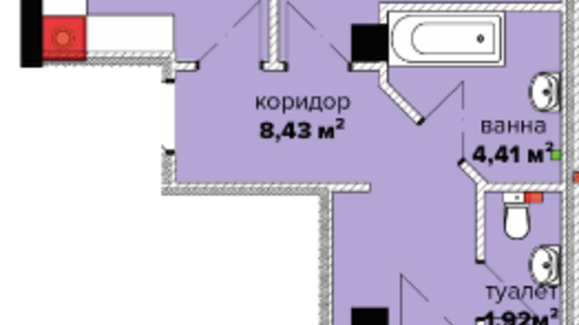 Планування 2-кімнатної квартири в ЖК Park Residence 66.8 м², фото 364964