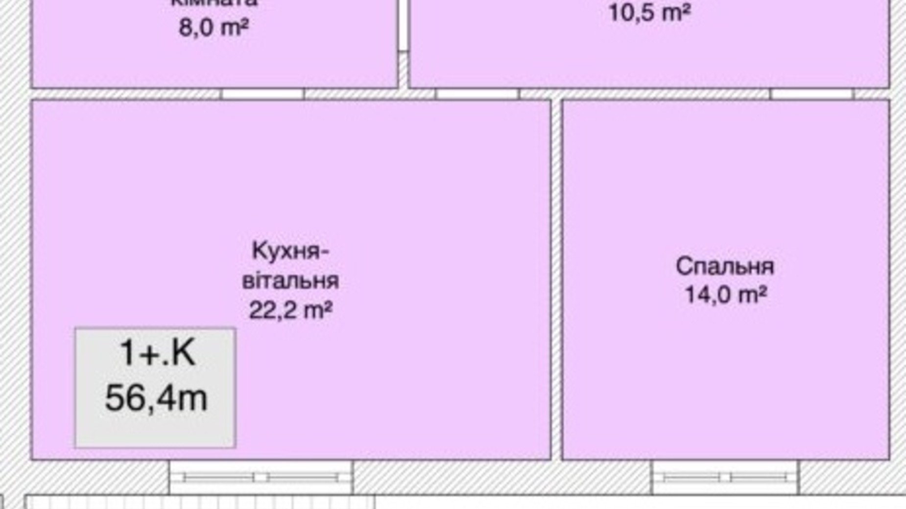 Планування 1-кімнатної квартири в ЖК Хмельницьке шосе, 40 56.4 м², фото 364983