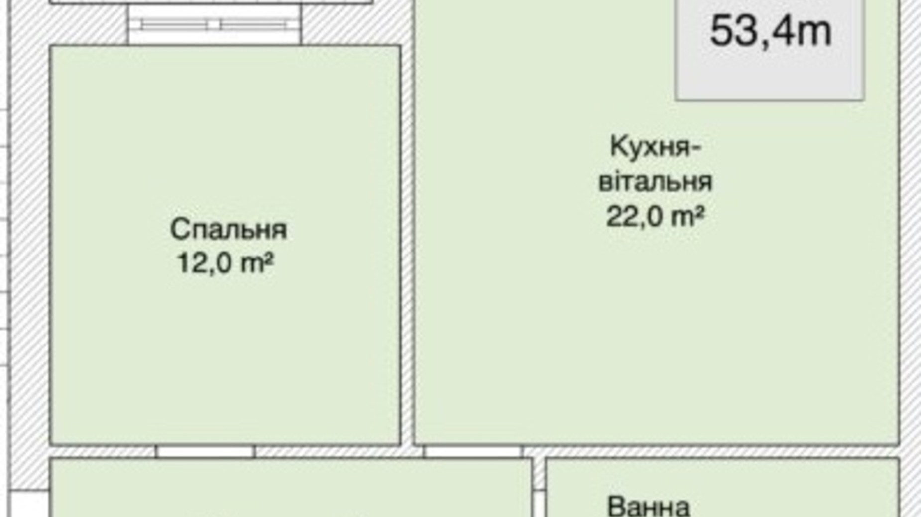 Планування 1-кімнатної квартири в ЖК Хмельницьке шосе, 40 53.4 м², фото 365004