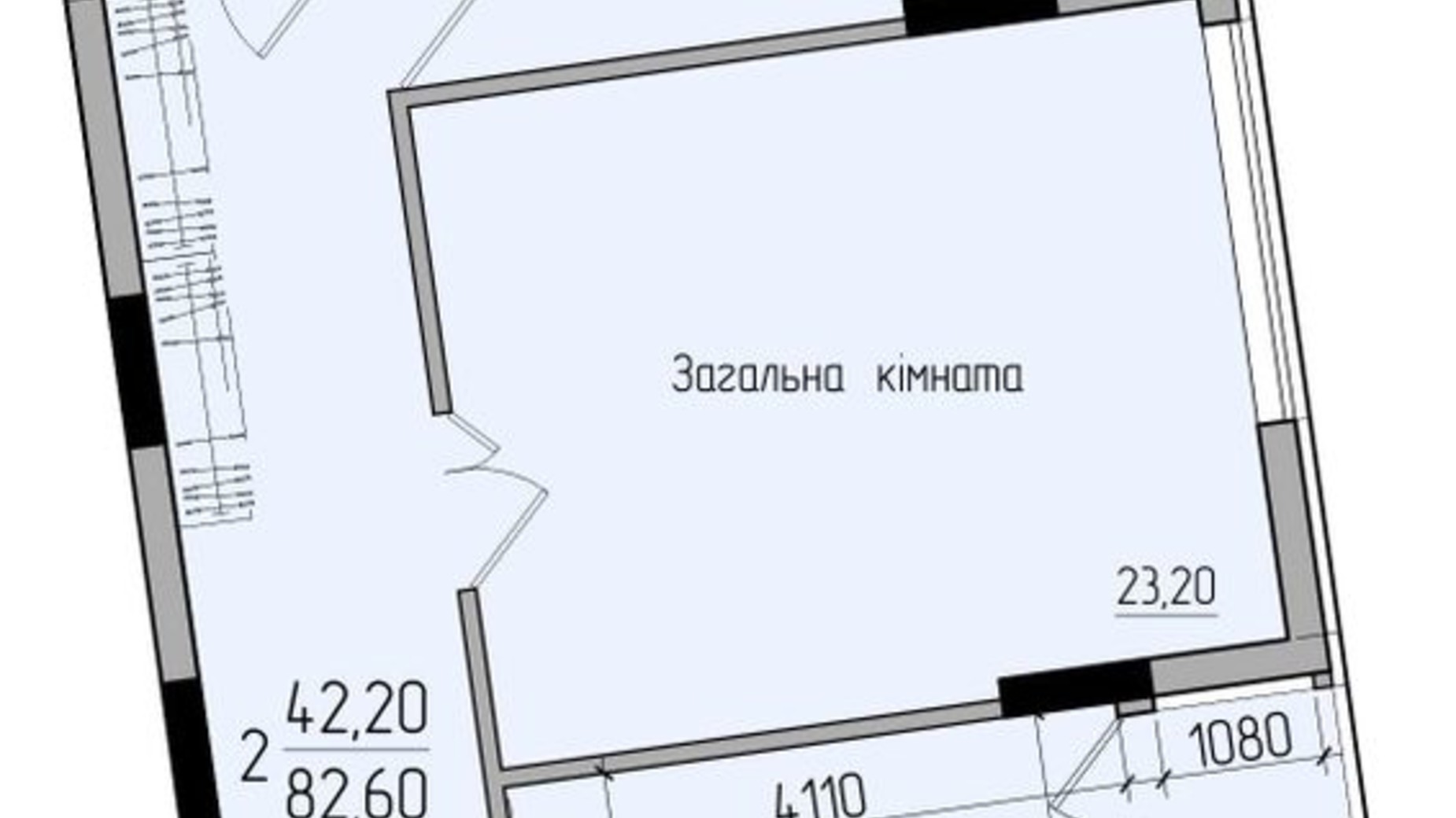 Планування 2-кімнатної квартири в ЖК Comfort Hall 82.6 м², фото 365027