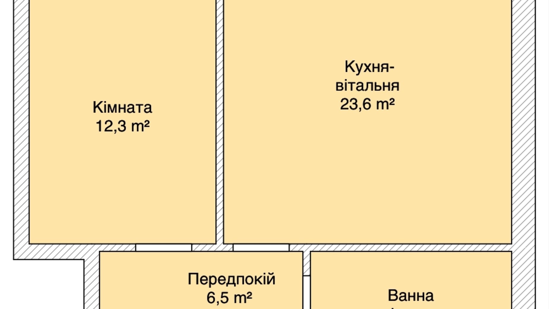 Планировка 1-комнатной квартиры в КД Сити Хаус №1 52.9 м², фото 365044