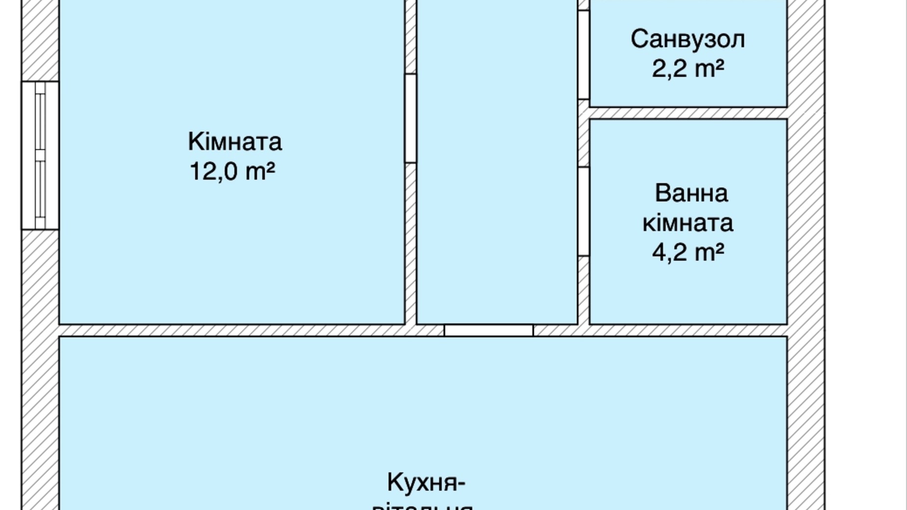 Планування 2-кімнатної квартири в КБ Сіті Хаус №1 74.5 м², фото 365045