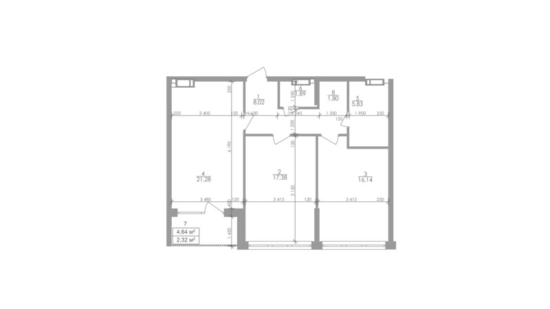 Планування 2-кімнатної квартири в ЖК Greenville на Печерську 74.7 м², фото 365146