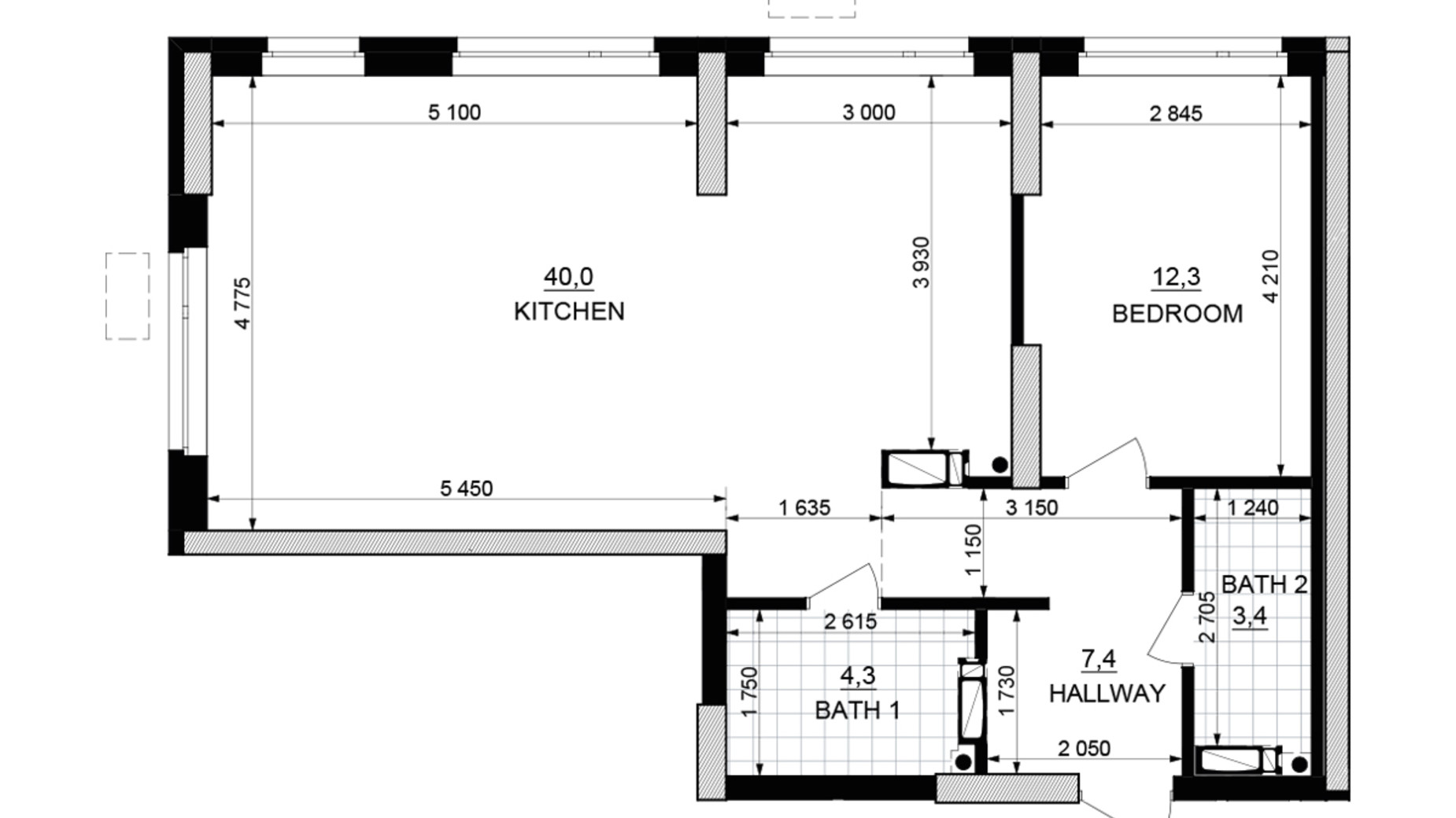 Планування 1-кімнатної квартири в ЖК Kub29 67.2 м², фото 365204