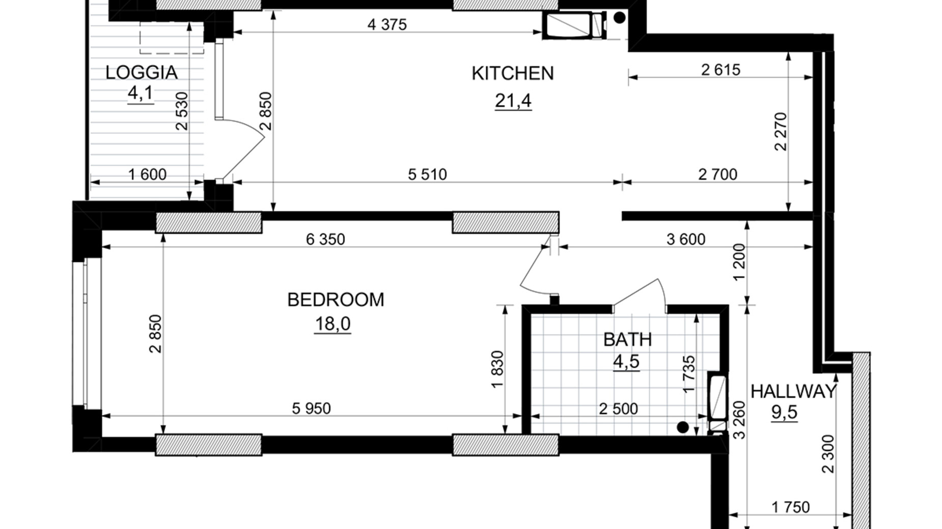 Планировка 1-комнатной квартиры в ЖК Kub29 55.5 м², фото 365252