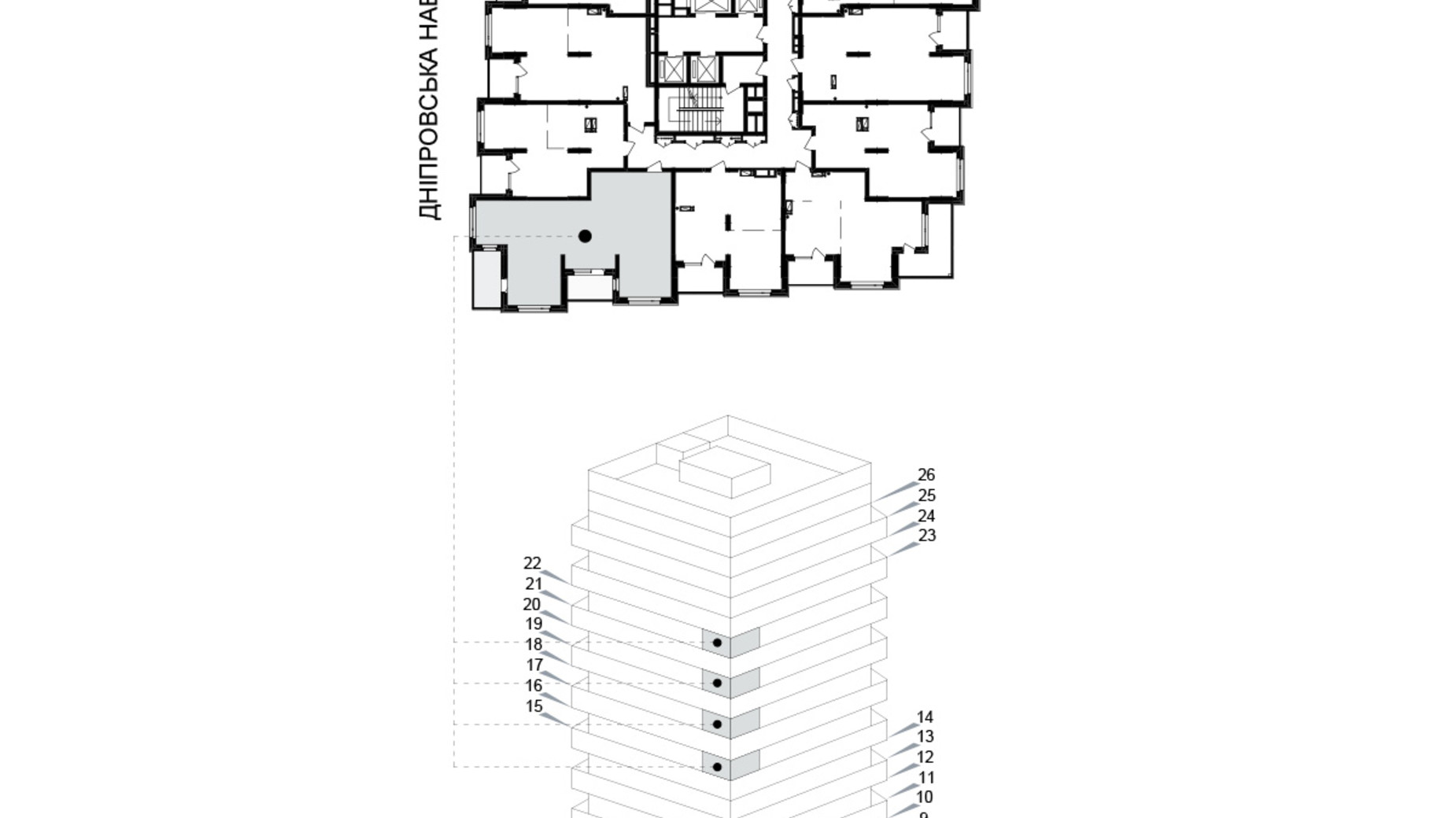 Планування 1-кімнатної квартири в ЖК Kub29 80 м², фото 365262